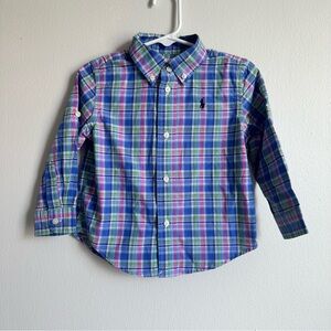 Polo by Ralph Lauren Kids Blue Plaid Shirt Size 24 M